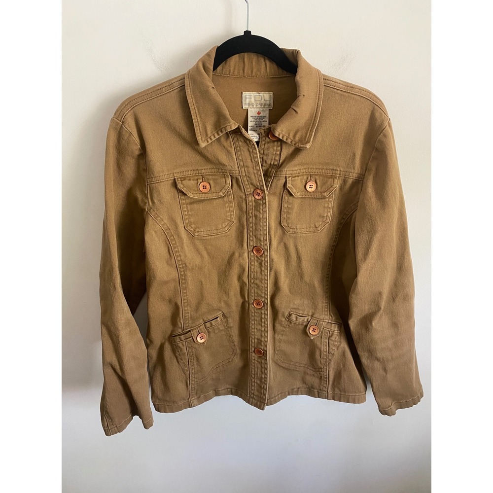 FDJ French Dressing Camel Tan Cotton Stretch Denim Trucker Jacket Womens Small
